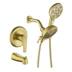 Ukishiro 7-SPRAY Wall Mount Dual Shower Heads Brushed Gold System 88056BG. Fixed Price $113.99.