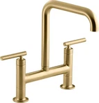 New Kohler Purist Deck-mount Bridge Kitchen Faucet Moderne Brass K-7547-4-2MB. Fixed Price $1178.58.