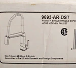Delta 9693-AR-DST Pivotal 1-HANDLE Exposed Hose Kitchen Faucet Arctic Stainless. Fixed Price $519.99.