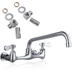 Commercial Sink Faucet 8IN Center Wall Mount Kitchen Restaurant Swivel Spout. Fixed Price $87.66.