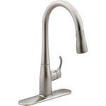 Kohler Simplice 1 Hole Pull Down Kitchen Faucet Vibrant Stainless K-597-VS. Fixed Price $372.24.