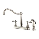 Pfister Ainsley 2-HANDLE Kitchen Faucet & Side Spray Stainless Steel F-036-4AYS. Fixed Price $55.00.