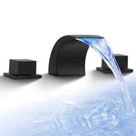 Led Waterfall Bathroom Basin Sink Faucet 2 Square Handle Mixer Tap Matte Black. Fixed Price $42.00.