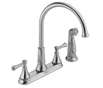 Delta Cassidy 2497LF-AR Two Handle Kitchen Faucet With Spray Arctic Stainless. Fixed Price $179.00.