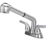 Utility Sink Faucet W/ Sprayer, Dual Handle Laundry Tub, Abs Plastic, Chrome. Fixed Price $60.30.