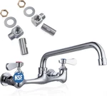 Lead-free Wall Mount Kitchen Faucet With 8" Swivel Spout & Accessories. Fixed Price $124.99.
