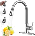Arofa Kitchen Faucet With Pull Down Sprayer, Brushed Nickel Sink. Fixed Price $68.99.
