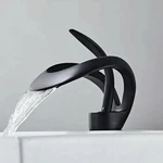 Rozin Black Single Handle Waterfall Basin Faucet, Hollow Design, Hot Cold. Fixed Price $38.45.
