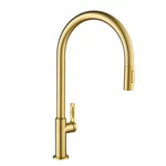 Kraus Oletto High-arc Single Handle Pull-down Kitchen Faucet Brushed Brass. Fixed Price $360.99.
