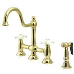 Kingston Brass KS3798PXBS Restoration Bridge Kitchen Faucet With Sprayer. Fixed Price $414.38.