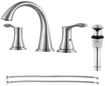 Parlos Brushed Nickel 3-HOLE Bathroom Faucet Set & Pop-up Drain Supply Lines. Fixed Price $38.87.