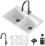 Karran Usa QT710KKF330 Quartz 33" Drop Double Basin - White /. Fixed Price $609.95.