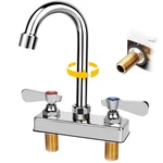 Zkdausdo Commercial Bar Sink Faucet 4 Inch Center Deck Mount, 3-1/2 Gooseneck.... Fixed Price $100.09.