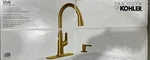 Kohler Volt Vibrant Brushed Moderne Brass Single Kitchen Faucet With Spraye. Fixed Price $209.95.