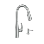 Moen 87932SRS Reyes 1-HANDLE Pull-down Kitchen Faucet & Soap Stainless. Fixed Price $99.99.