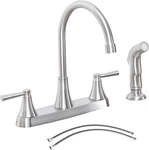 Kitchen Faucet With Sprayer, Brushed Nickel Stainless Steel, 3-HOLE Rv Utility. Fixed Price $51.95.