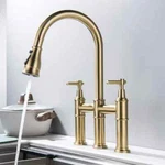 Flg 304 Stainless Steel Kitchen Faucet W/ Pull Down Sprayer Brushed Gold. Fixed Price $149.95.