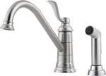 Pfister Portland 1-HANDLE Kitchen Faucet W/ Side Spray LG34-4PSO Stainless Steel. Fixed Price $149.95.