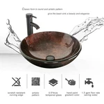 Eclife 24" Black Bathroom Single Sink W/brown Glass Vessel & Orb Faucet. Fixed Price $136.99.