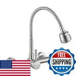 Zhyich Wall Mount Kitchen Sink Faucet 8IN Center Nickel Brushed Flexible Sprayer. Fixed Price $91.94.