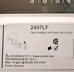 Delta 2497LF Cassidy Two Handle Kitchen Faucet With Spray In Chrome. Fixed Price $259.99.