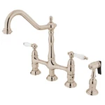 Kingston Brass KS1276PLBS Heritage Bridge Kitchen Faucet With Sprayer. Fixed Price $312.95.