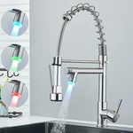 Brushed Nickel Led Kitchen Faucet Sink Mixer Pull Down Sprayer Single Handle Tap. Fixed Price $49.00.
