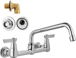 Wall Mount Kitchen Sink Faucet 2 Handle Chrome 8" Swivel Spout Commercial Tap. Fixed Price $92.99.