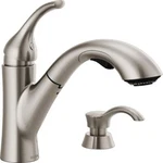 Delta Kessler 1-HANDLE Pull-out Kitchen Faucet Stainless-certified Refurbished. Fixed Price $108.57.