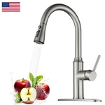 Arofa Kitchen Faucet Pull Down Sprayer Brushed Nickel Sink 1-3. Fixed Price $84.47.
