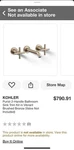 Kohler Purist Two-handle Wall-mount Lavatory Faucet Trim K-T14413-3-BV. Fixed Price $465.00.