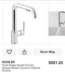 Kohler Purist K-7505 Single-hole Kitchen Sink Faucet With 8" Pull-out Spout -.... Fixed Price $400.00.