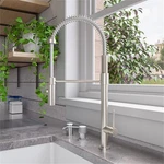 Pemberly Row Brushed Nickel Commercial Spring Kitchen Faucet. Fixed Price $372.77.