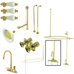 Kingston Clawfoot Tub Faucet Packages, Polished Brass, Wall Mount. Fixed Price $1707.62.