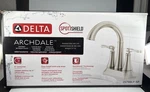 Delta Archdale Brushed Nickel 2HANDLE Centerset Bathroom Faucet 25798LF-SP $104. Fixed Price $53.06.