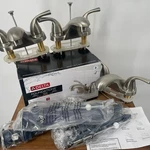 3 Delta Foundations Bathroom Sink Faucets Brushed Nickel 4" Centerset 2 Handles. Fixed Price $99.95.