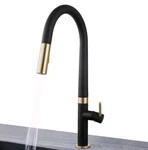Akdy Easy-install Single-handle Pull-down Sprayer Kitchen Faucet Black/gold. Fixed Price $57.99.