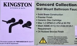 Kingston Brass KS8125DL Wall Mount Bathroom Faucet, Oil Rubbed Bronze, Inch. Fixed Price $159.99.