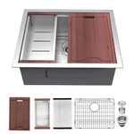 New Lordear 23'' Undermount Single Bowl Stainless Steel Workstation Kitchen Sink. Fixed Price $199.99.
