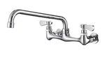 Bwe Wall Mount Kitchen Faucet With 12" Swivel Spout 8" Center In Polished Chrome. Fixed Price $51.99.