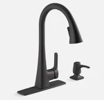 Kohler R26281-SD-BL Maxton Matte Black Touchless Pull-down Kitchen Faucet W/soap. Fixed Price $179.25.