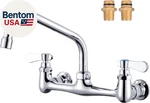 Commercial Sink Faucet With Swivel Spout, 8" Center Wall Mount Kitchen. Fixed Price $96.74.
