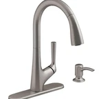 *read* Kohler Elmbrook Pull-down Sprayer Kitchen Faucet Vibrant Stainless. Fixed Price $149.99.