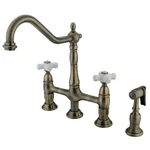 Kingston Brass KS1273PXBS Heritage Bridge Kitchen Faucet With Sprayer. Fixed Price $268.78.