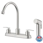 Dayone Kitchen Faucet With Side Sprayer 2 Handle Brushed Nickel, 8 Inches 4 Hole. Fixed Price $64.43.