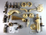 Vintage Gold Plate Sherle Wagner Seize Lever Sink Faucet & Bathtub Set E639. Fixed Price $2350.00.