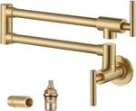 Brushed Gold Pot Filler Faucet With Swing Arms For Kitchen Stove. Fixed Price $149.99.