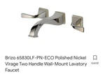 Brizo 2 Handle Wall Mounted Lavatory 65830LF-PN-ECO. Fixed Price $429.00.