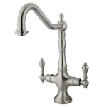 Kingston Brass KS1778ALLS Heritage Kitchen Faucet Without Sprayer Satin Nickel. Fixed Price $369.98.
