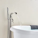 Rozin Waterfall Filler Freestanding Bathtub Faucet Brushed Nickel Floor Moun. Fixed Price $156.00.